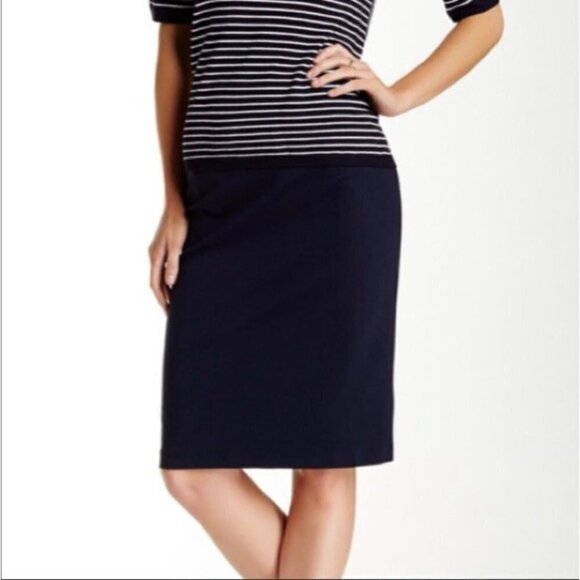 Philosophy Apparel Solid Ponte Pencil Skirt Navy Blue - Picture 1 of 9